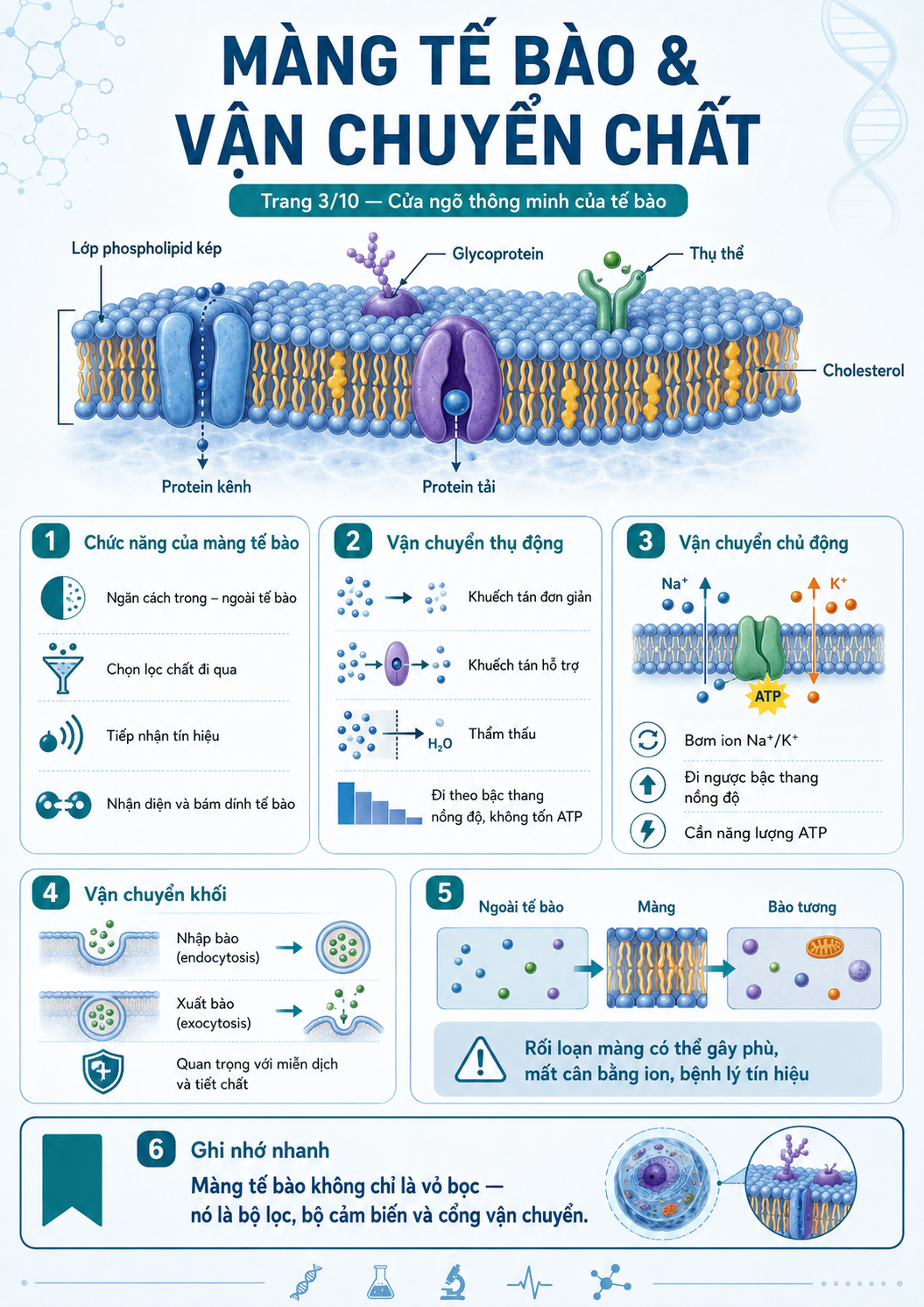 Infographic màng tế bào và vận chuyển chất